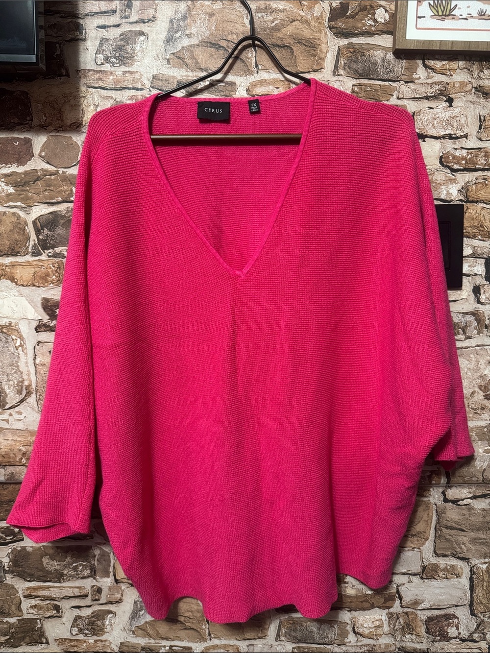 Cyrus Women’s V-neck Sweater - Hot Pink